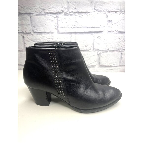 Vionic Georgia Orthaheel Studded Black Leather Ankle Boots Size 9 Booties - Picture 4 of 13